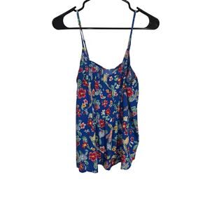 Old Navy Tropical Hawaiian Blue Tank Womens Size M